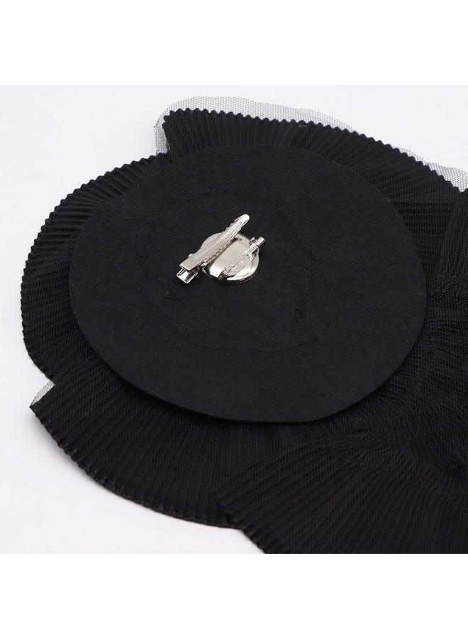 Zthread Ruffed Lace Fabric Brooch Pin Big Flower Pleated Chiffon Fabric Appliques Women Shoulder Decoration Trim, One Size, Polyester, no gemstone - Image 5