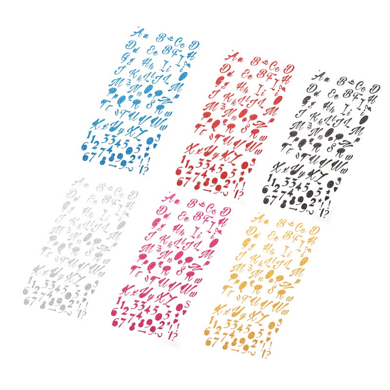 6 Sheets of Alphabet Stickers Letter Number Stickers Crafts Stickers Scrapbooking Glitter Stickers - Image 5