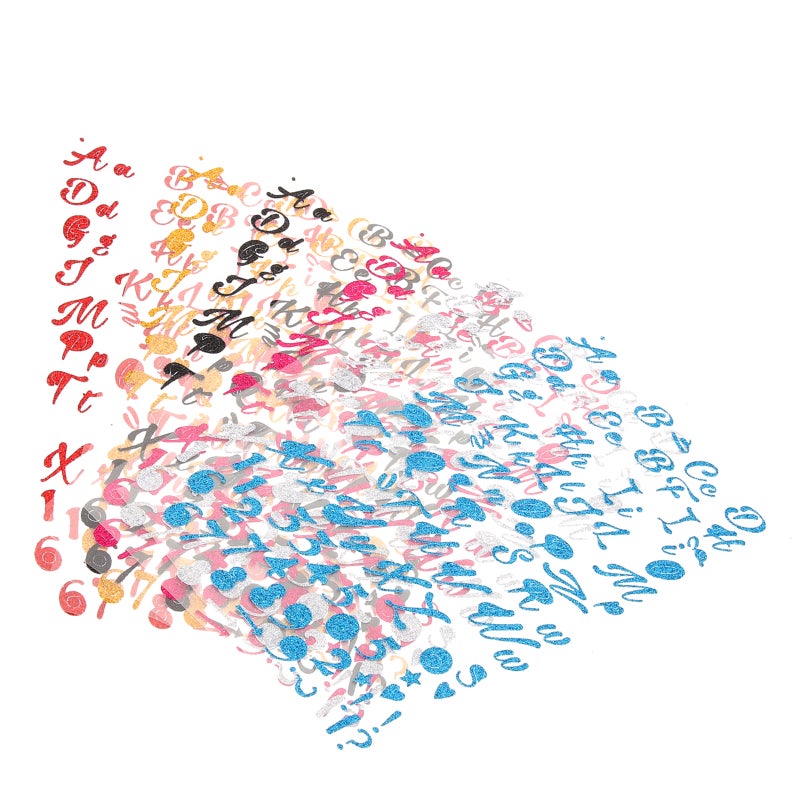 6 Sheets of Alphabet Stickers Letter Number Stickers Crafts Stickers Scrapbooking Glitter Stickers - Image 3