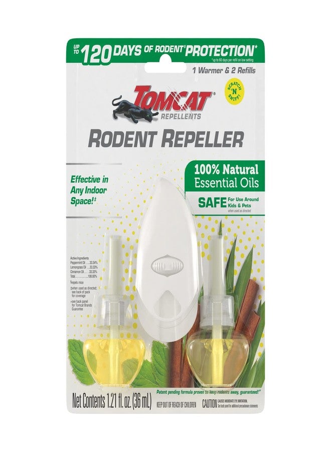 Tomcat Repellents Rodent Repeller, Natural Essential Oil Plug-In, 1 Warmer and 2 Refills - Image 1