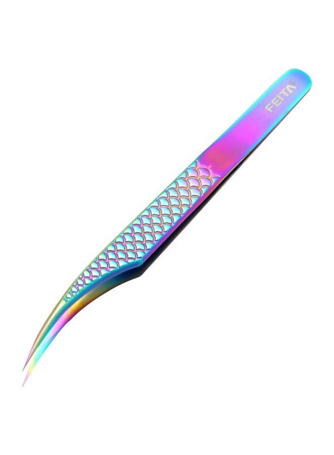 FEITA Diamond Grip Eyelash Extensions Tweezer Lash Precision Tweezers, Japanese Steel Dolphin-shaped Tip, False Lashes Application Tools, Multi-color 1Pc - Image 1