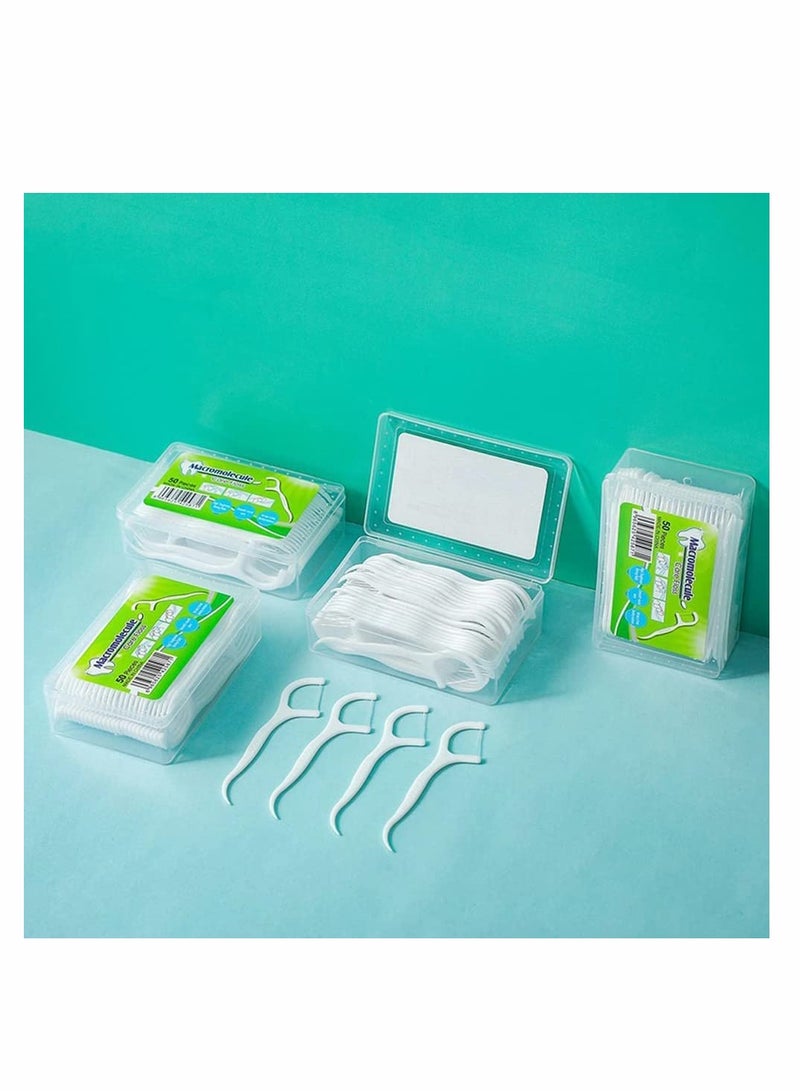كاست ويف Dental Floss Picks, Plastic Interdental Floss Tooth Picks for Teeth Cleaning Floss Sticks Triple Clean Floss Picks Teeth Stick Dental Floss Toothpick Disposable Flosser Biodegradable 200 PCS - Image 3