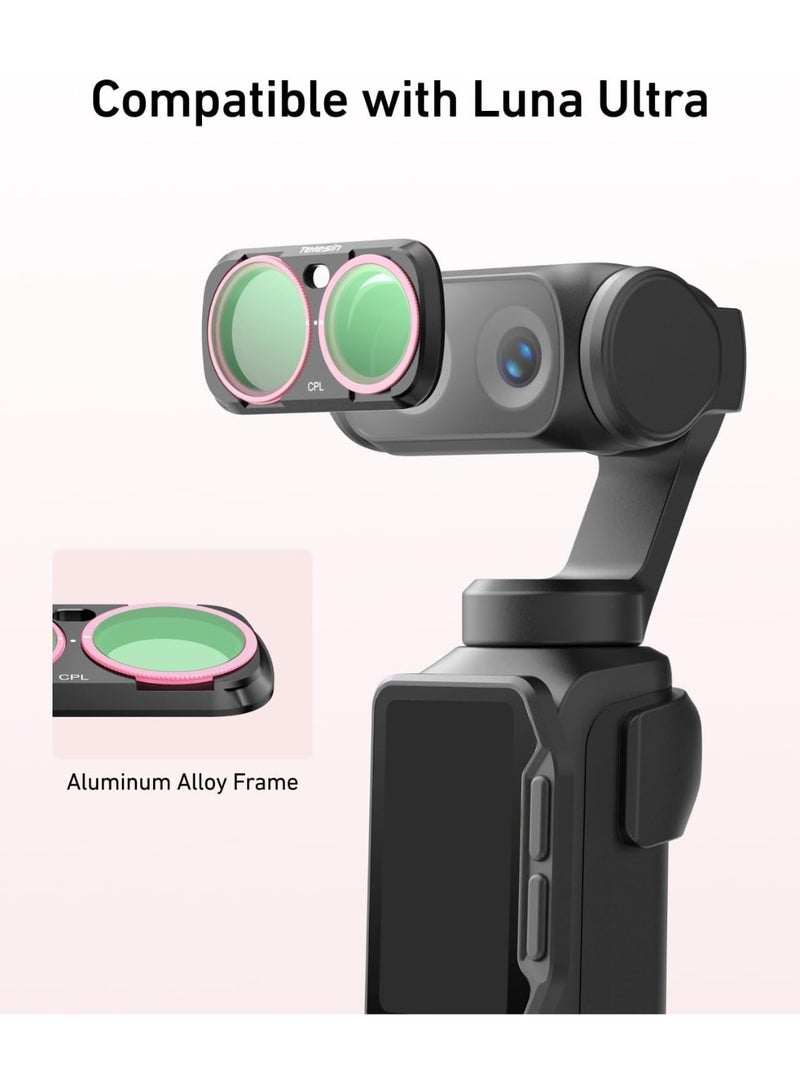 TELESIN CPL + VND 2-32 + 1/4 Black Mist Filter Set for Insta360 Luna Ultra, Magnetic Lens Filters Set | 99% Light Transmission | Multi-Coated HD Optical Glass for Vlog, Travel & Outdoor Video - Image 2