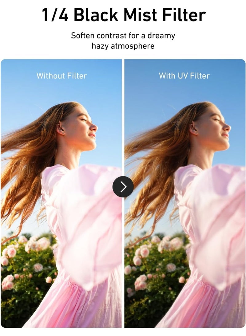 TELESIN CPL + VND 2-32 + 1/4 Black Mist Filter Set for Insta360 Luna Ultra, Magnetic Lens Filters Set | 99% Light Transmission | Multi-Coated HD Optical Glass for Vlog, Travel & Outdoor Video - Image 5