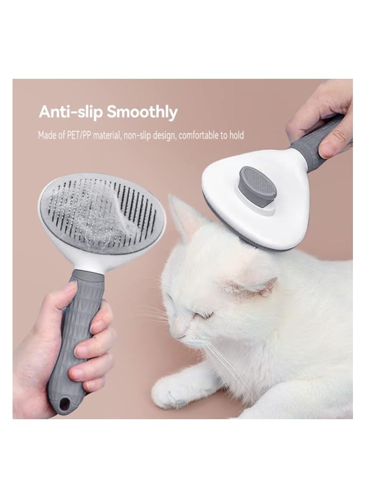 Generic Feeko Dog Brush Pet Grooming Brush Slicker Dog Comb Self Cleaning Brush Comb for Dogs Cats Puppy Pet Accessories, Hair Shedding Brush for Dogs Pet Care Comb  - Image 2