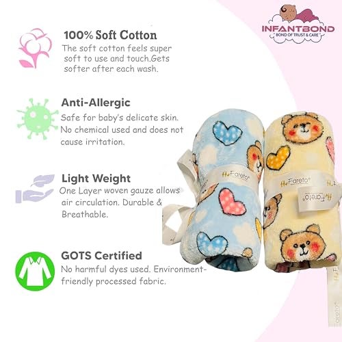 Infantbond Supersoft New Born Wrapper Baby Blanket for Babies | Baby Blanket for Winter (Pack of 2) (Yellow) - Image 5