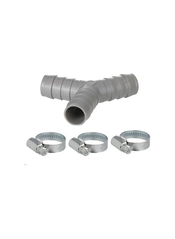 1 Set Drain Hose Y Piece Connectors 16mm Dishwasher Pipe Tee Connector with Hose Clamp Stacking Washing Machine Combination 20x20mm 