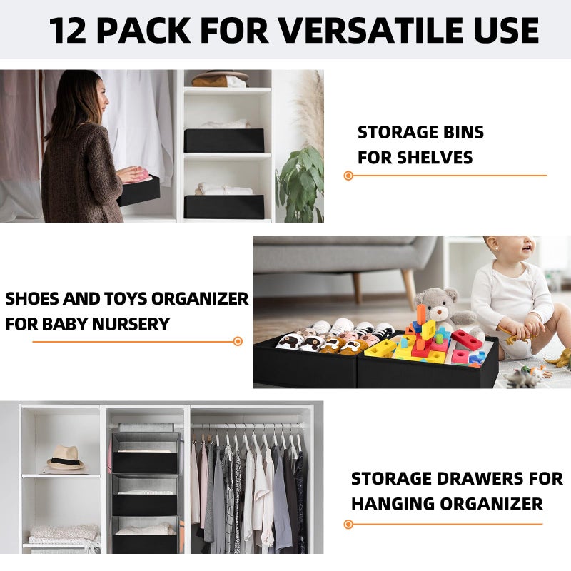 Criusia Drawer Organizer Clothes 12 Pack - Dresser Organizer Bins for Closet Bedroom Nursery Organization and Storage- Drawer Organizer Divider for Sock  Underwear  Bra  Baby Clothes  Small Toys - Image 5