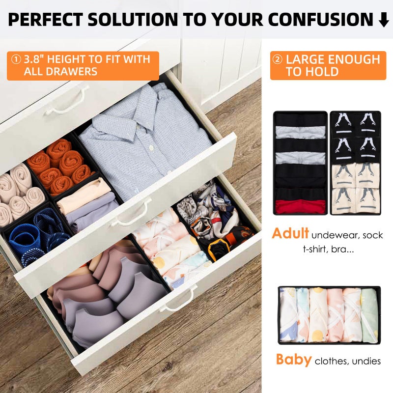 Criusia Drawer Organizer Clothes 12 Pack - Dresser Organizer Bins for Closet Bedroom Nursery Organization and Storage- Drawer Organizer Divider for Sock  Underwear  Bra  Baby Clothes  Small Toys - Image 3