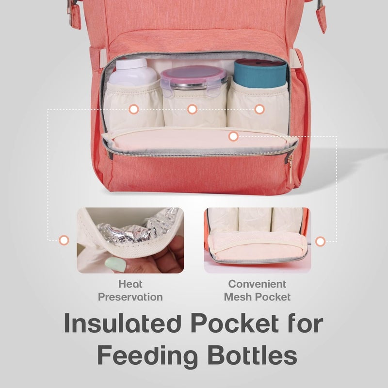 R for Rabbit Caramello Baby Diaper Bag - Stylish Waterproof Backpack for Moms (Peach) - Image 3