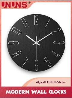 UNUNS Wall Clock,30cm/12 Inch Silent Non-Ticking Wall Clock,Modern Minimalist Clocks,Battery Operated,Simple Wooden Decorative Clock For Home Bedroom Kitchen Living Room Office School,Black  - Image 1