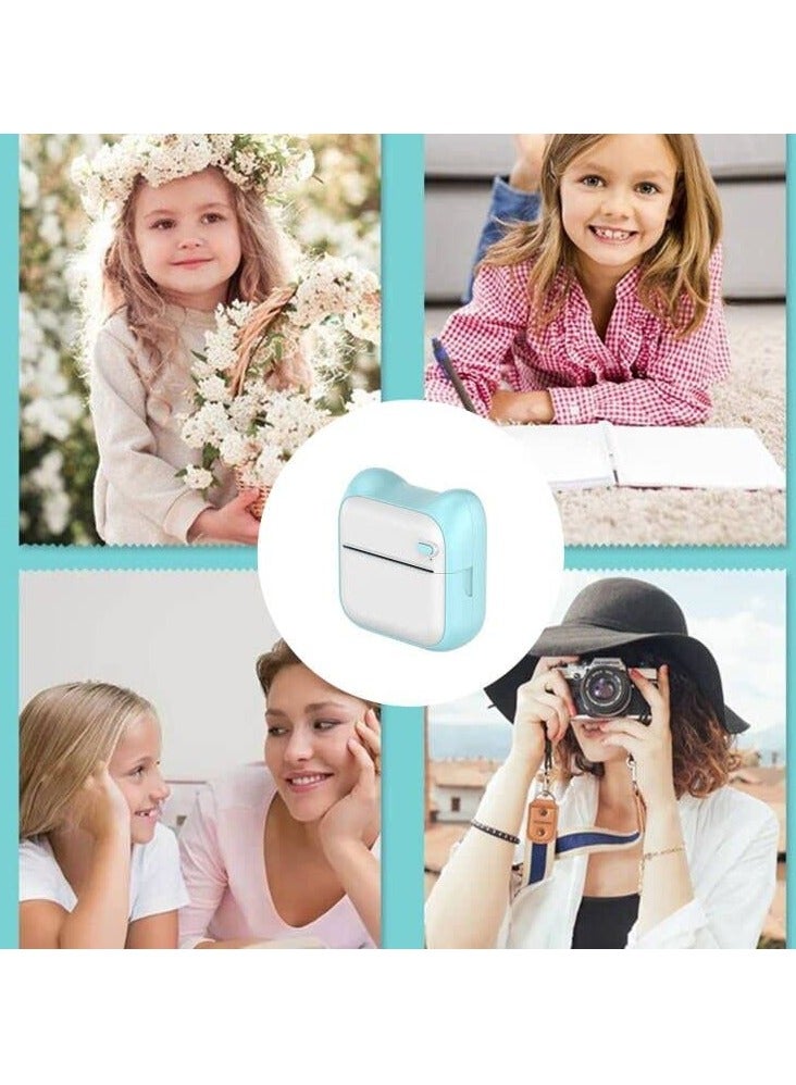 SYOSI Mini Thermal Printer, Portable Label Printer Compatible with Android and ios, 5 Rolls of Stickers Paper Printable Photos, Lists, QR Codes, Notes