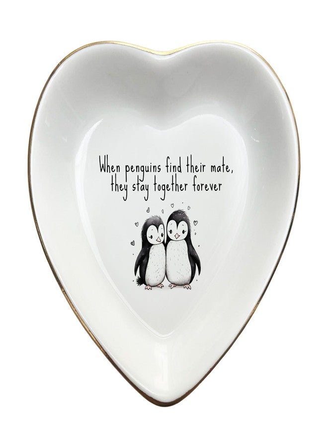 BAT TRANG Ceramic When Penguin Finds Their Mate Ring Dish-Couple Gifts-Wedding Favor-Sister Friendship Gift-Birthday Gift for Wife-Valentine Gifts - Image 1