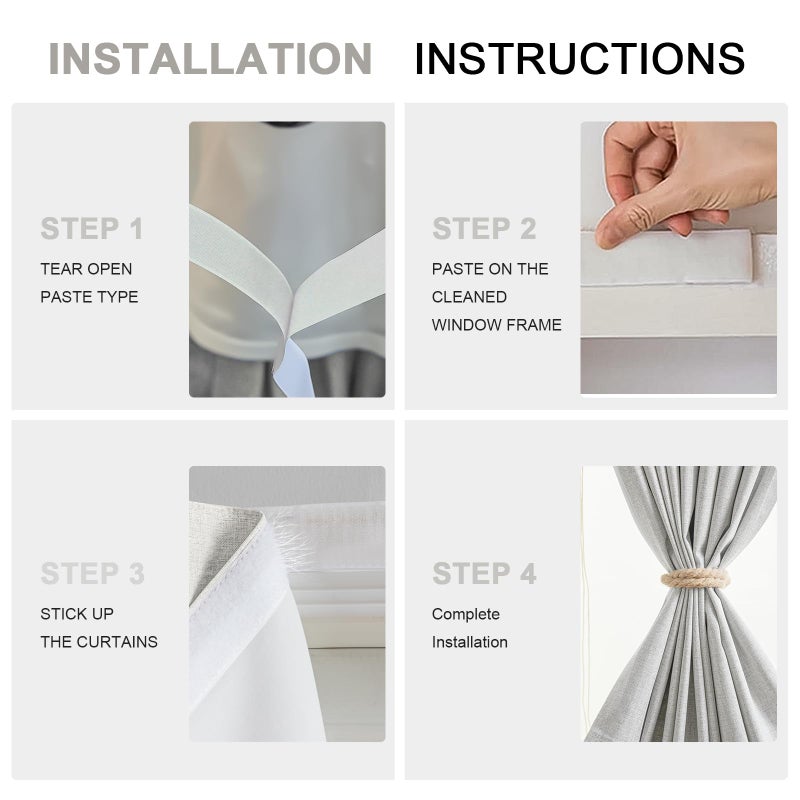 GONNRLY Self Adhesive Curtain No Rod Needed, Blackout Curtains No Drill for Easy Installation, Adhesive Curtains for Window Privacy (Light Beige - W35 Ã— L60 in) - Image 2