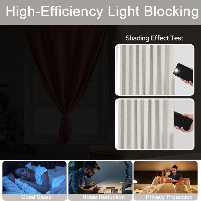 GONNRLY Self Adhesive Curtain No Rod Needed, Blackout Curtains No Drill for Easy Installation, Adhesive Curtains for Window Privacy (Light Beige - W35 Ã— L60 in) - Image 3