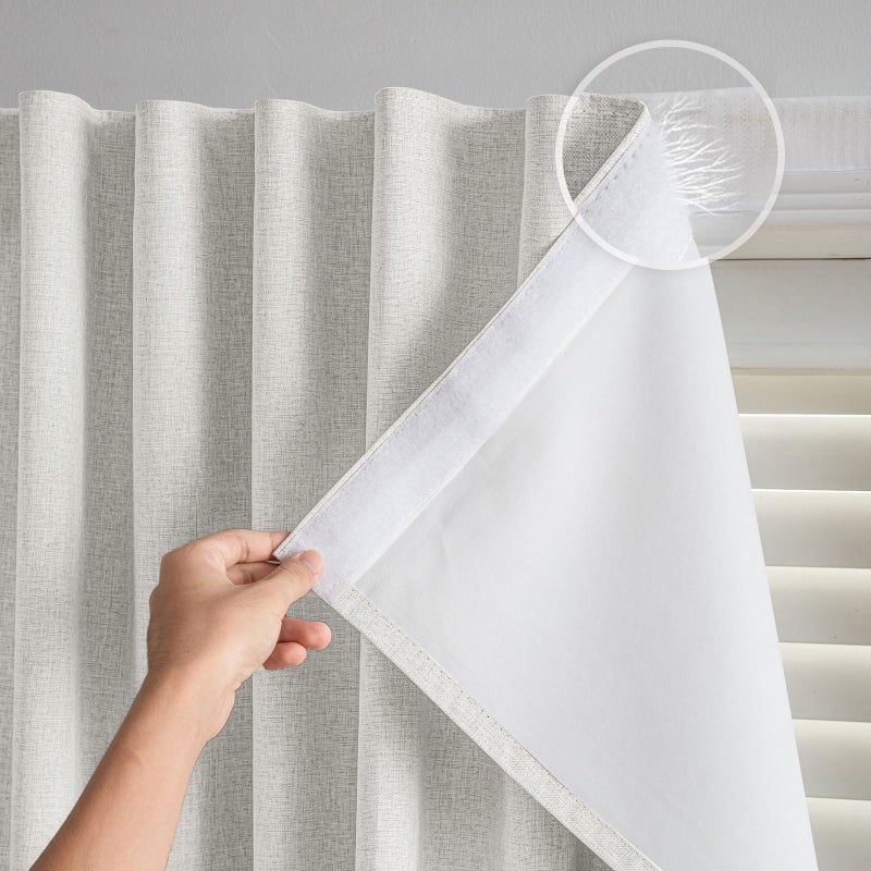 GONNRLY Self Adhesive Curtain No Rod Needed, Blackout Curtains No Drill for Easy Installation, Adhesive Curtains for Window Privacy (Light Beige - W35 Ã— L60 in) - Image 1