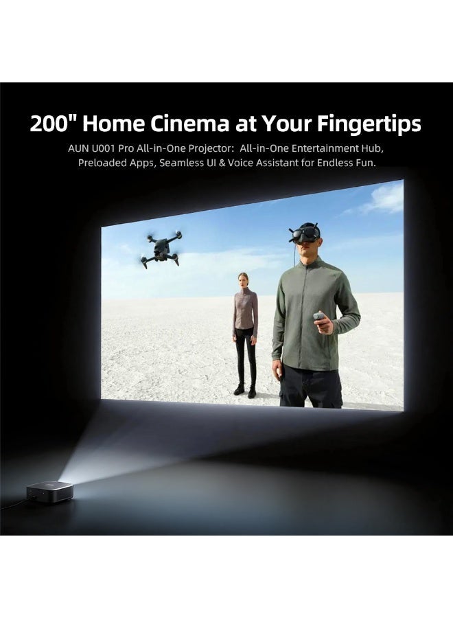 AUN U001 Pro 4K Google TV Smart Projector, 2050 ANSI True Brightness, Full HD 1080P Native, TOF Auto Focus & Keystone, 4Ω*2 Dual Speakers, HDMI 2.1 Short Throw Home Cinema - Image 2
