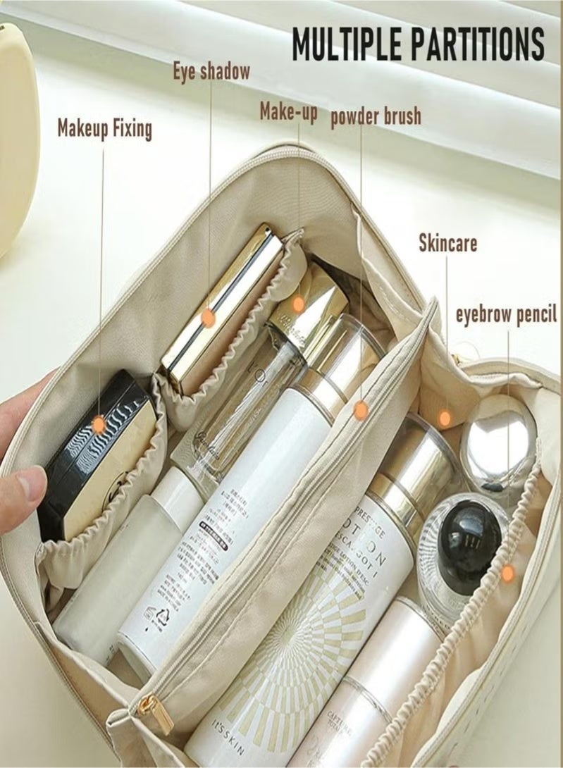 Ucanbe Large Capacity Travel Makeup Bag, Waterproof PU Leather Toiletry Bag with Divider and Handle, Portable Makeup Organizer - Image 4