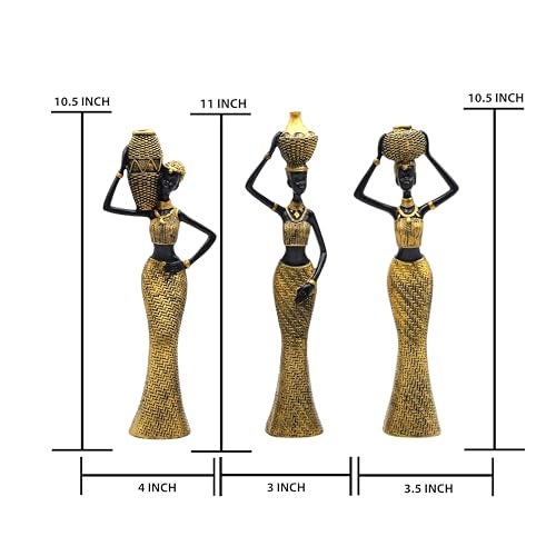 AABCO Vibrant Beautiful Finish Uniquely Hand Crafted Home Decor African Tribal Women Art Piece (Set of 3) - Image 3