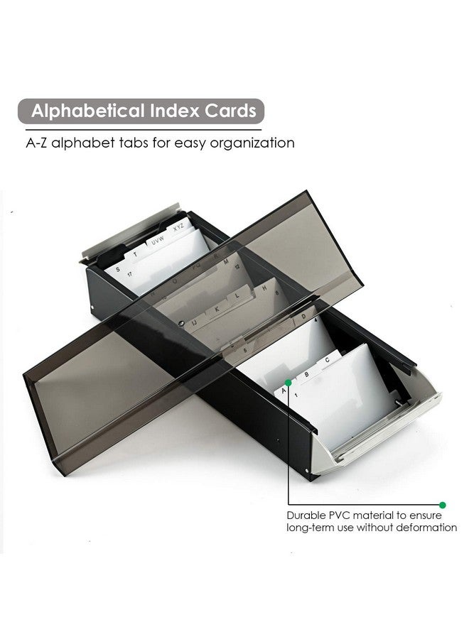 MaxGear Business Card Holder For Desk, Business Card Organizer Business Card Case, Credit Card Holder File, Index Card Box Storage, Capacity: 800 Cards (3.5” X 2.2”), Az Tabs, Metal Structure, Black - Image 3