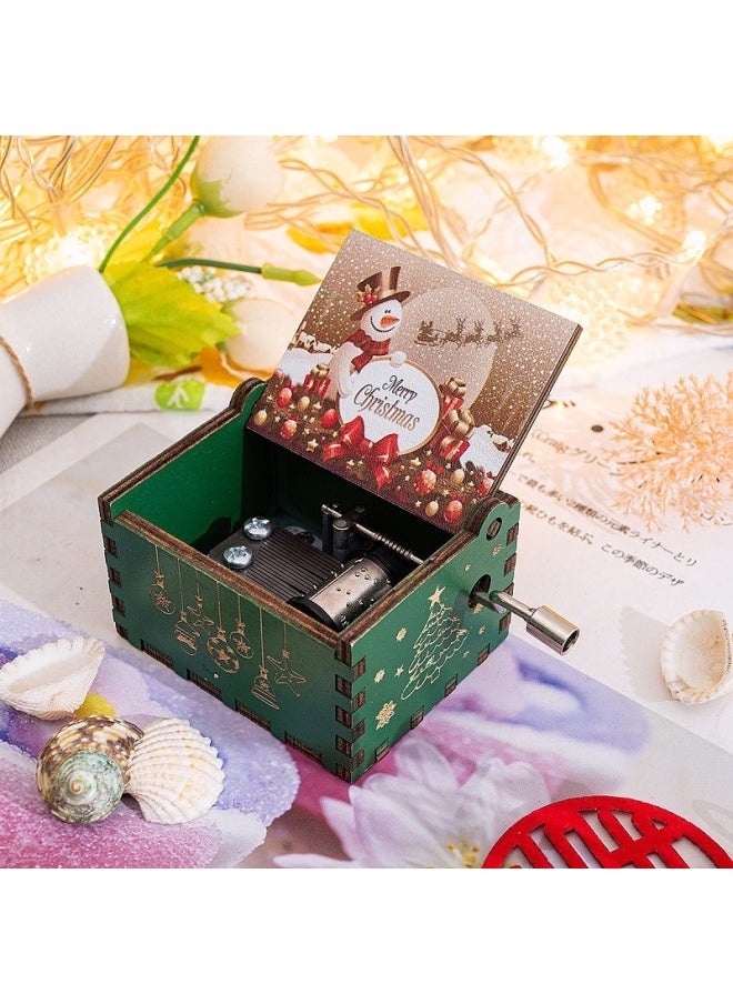 Generic - Music Box Customized Vintage Carving Exquisite Color Painting Drop Adhesive Printing And Logo Wooden Hand Music Box-Color:30-Dimensions:6.4*5.2*4.2cm - Image 1