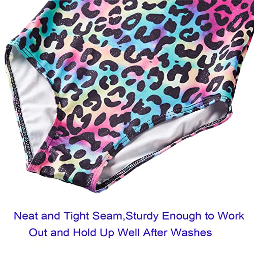 Domusgo Gymnastics Leotards for Girls 6-7 Years Old Long Sleeve Sparkly Leopard Kids Tumbling Outfits - Image 4