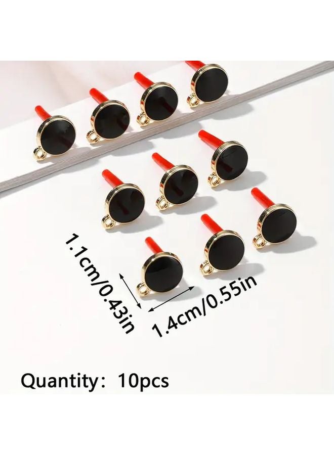 10pcs Black Round Oil Drop Retro Earrings Handmade Electroplating Geometric Studs - Image 4