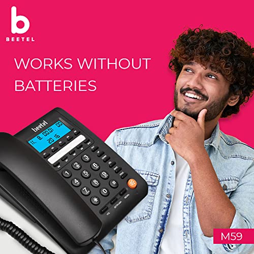 Beetel M59N Caller ID Corded Landline Phone with 16 Digit LCD Display & Adjustable contrast,10 One Touch Memory Buttons,2Ways SpeakerPhone,Music On Hold,Solid Build Quality,Classic Design(Black)(M59N) - Image 4