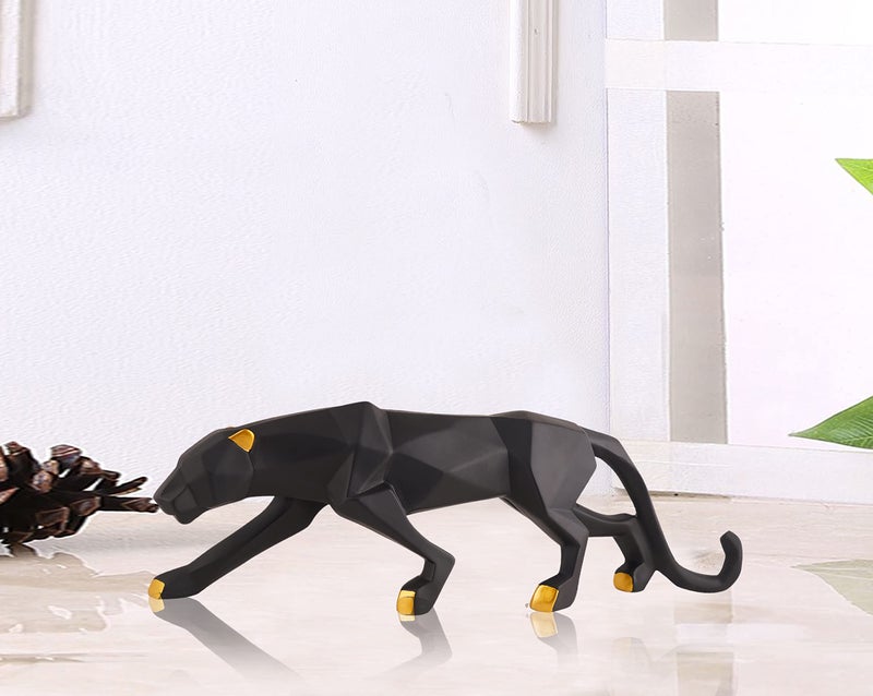 ZART Geometric Jaguar Showpiece for Home Decor Item | Black Panther Showpiece | Cheetah Showpiece for Office Table Decorative Item | Jagaur Statue for Living Room Decorative Animal Showpiece - Image 1