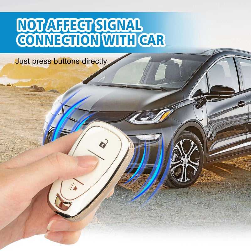 Rislobx 3 Button Key Fob Cover for Chevy, TPU Key Fob Case Compatible with 2016 2017 2018 2019 2020 2021 2022 Spark Traverse Equinox, for 2018 2019 2020 Chevy Trax (White) - Image 4