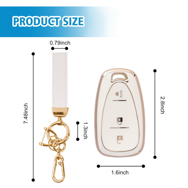 Rislobx 3 Button Key Fob Cover for Chevy, TPU Key Fob Case Compatible with 2016 2017 2018 2019 2020 2021 2022 Spark Traverse Equinox, for 2018 2019 2020 Chevy Trax (White) - Image 3