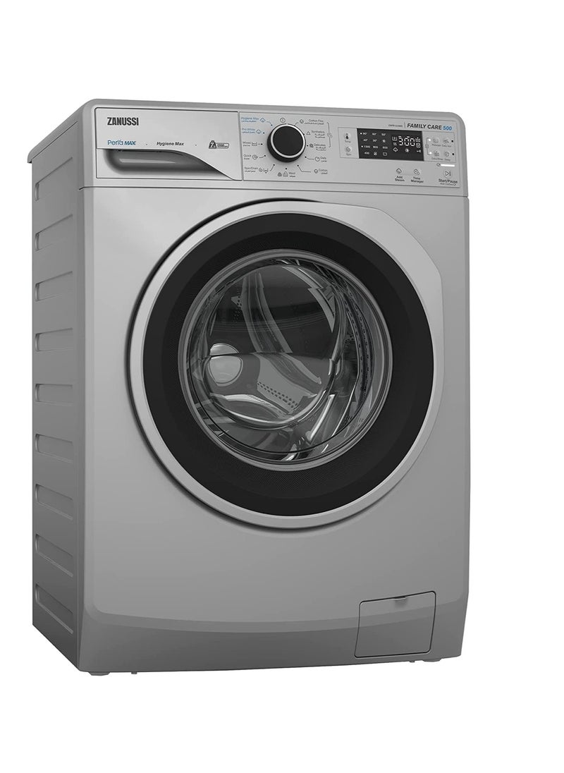 ZANUSSI washing machine 7kg Perla Max front load - 1200 RPM - Silver-ZWF7240SS5 