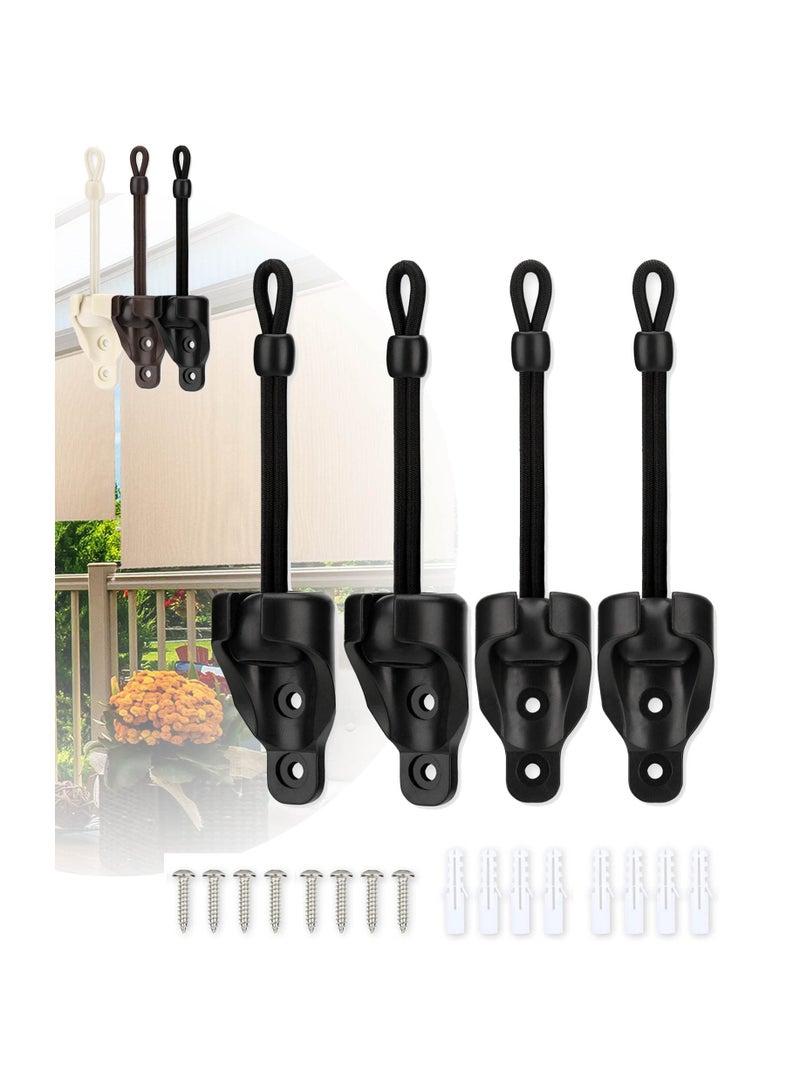 SYOSI Outdoor Roller Shade Parts, Sun Shade Raeplacement Parts Black Tie Downs Set Shade Tie Downs Universal Sun Shade PartsCompatible with Coolaroo Exterior Roller Shade,Outdoor Blinds(Black,2 Set) - Image 1