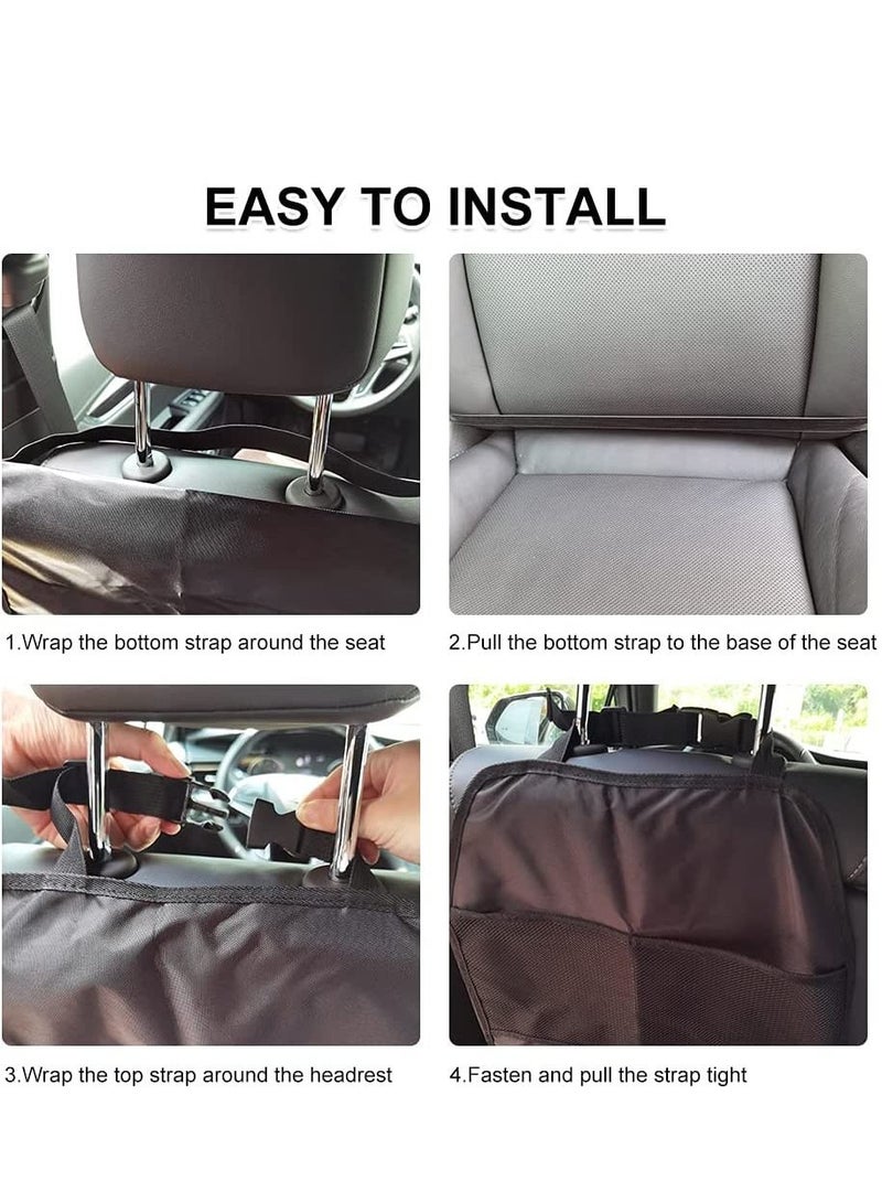 Y&D Car Seat Kick Mats Anti-Dirty Back for Kids with Adjustable Strap Protector Cover 2 Mesh Pockets Protection of Your from Stain Mud Scratches  - Image 5