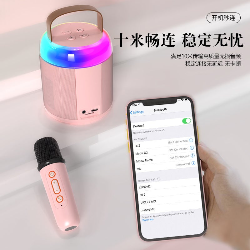 Private Model Bluetooth Speaker Home Wireless Karaoke Speaker Microphone Children'S Small Outdoor Singing Family Ktv - Image 4
