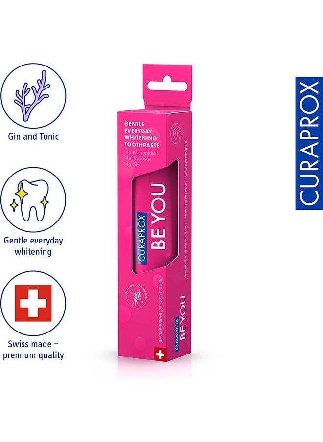 CURAPROX كورابروكس بي يو جين تونيك + معجون أسنان البرسيمون الأحمر 60 مل - معجون أسنان لطيف للتبييض اليومي - خالي من SLS، خالي من البلاستيك الدقيق، خالي من التريكلوسان، معجون أسنان بالفلورايد  - Image 3