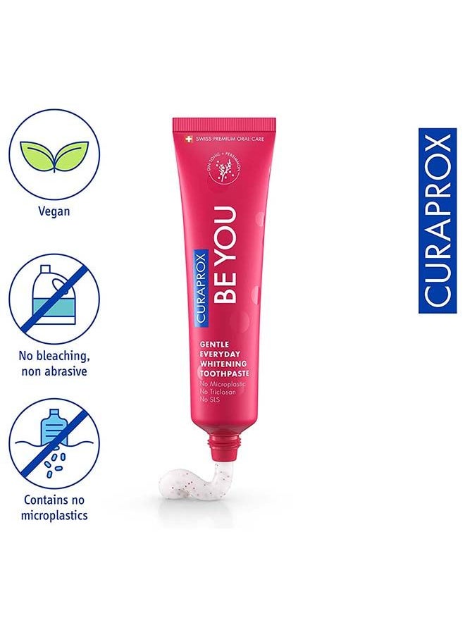 CURAPROX كورابروكس بي يو جين تونيك + معجون أسنان البرسيمون الأحمر 60 مل - معجون أسنان لطيف للتبييض اليومي - خالي من SLS، خالي من البلاستيك الدقيق، خالي من التريكلوسان، معجون أسنان بالفلورايد  - Image 2
