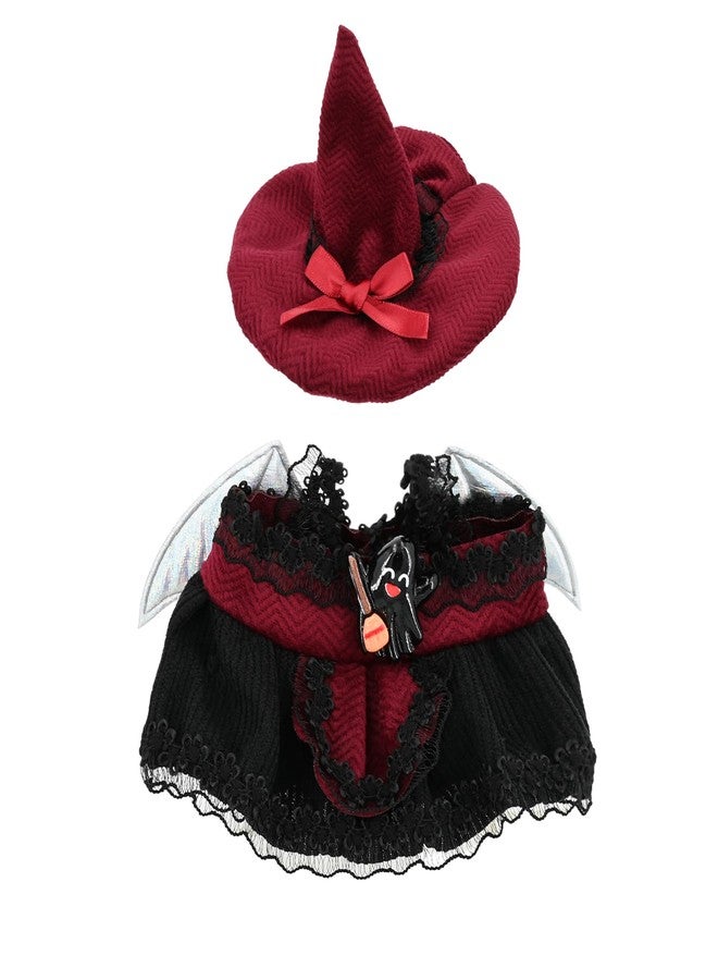 Evowatt Clothes for LA BUBU 17cm Doll (NO Doll), Outfit for LA BUBU, 2-Piece Little Witch Set (Hat & Dress) for LABUBU Dress Up, Costume Accessories, Red - Image 1