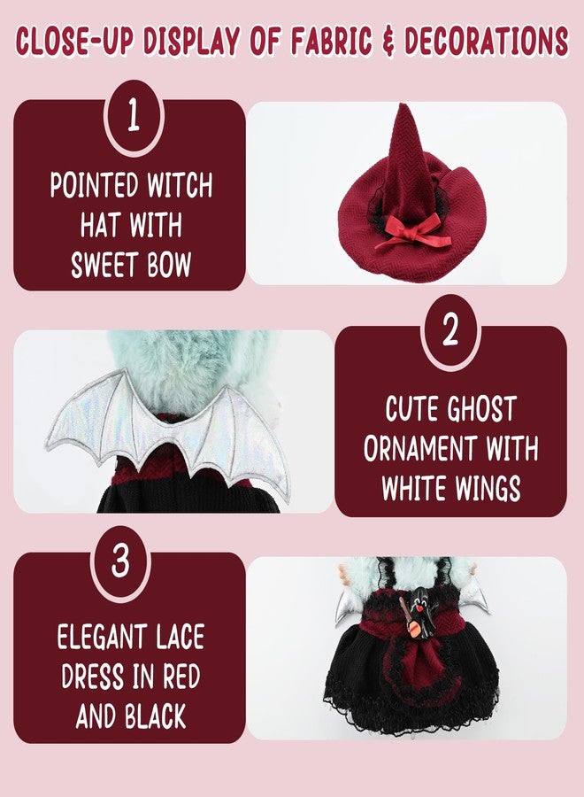 Evowatt Clothes for LA BUBU 17cm Doll (NO Doll), Outfit for LA BUBU, 2-Piece Little Witch Set (Hat & Dress) for LABUBU Dress Up, Costume Accessories, Red - Image 3