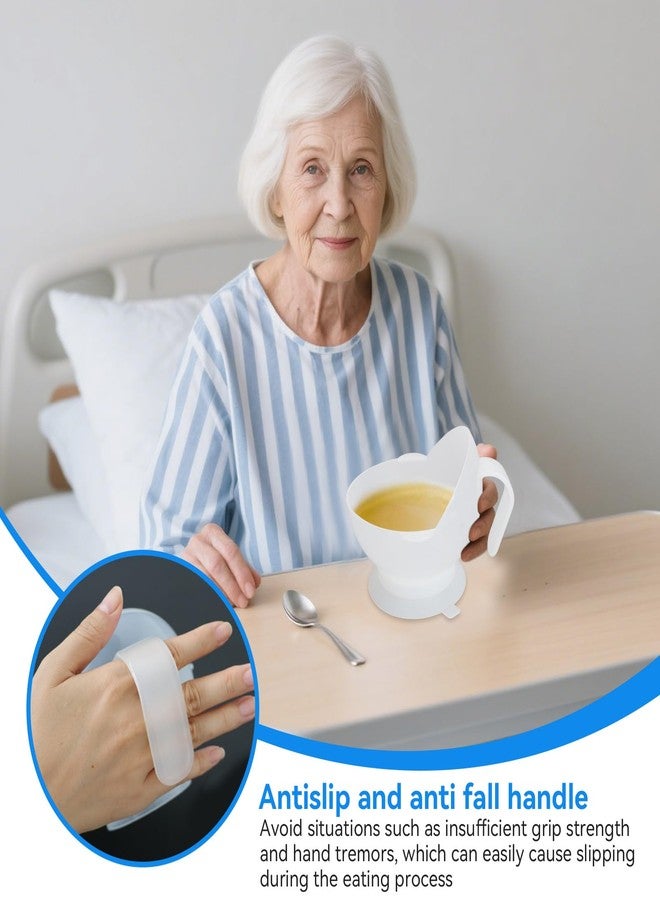 Agatige Spill Proof Scoop Bowl, Self Feeding Adaptive Bowl Adaptive Eating Utensils Plate with Handle and Suction Base for Adults Elderly Disabled, Parkinsons, Dementia, Strokes, Tremors (1PCS) - Image 2