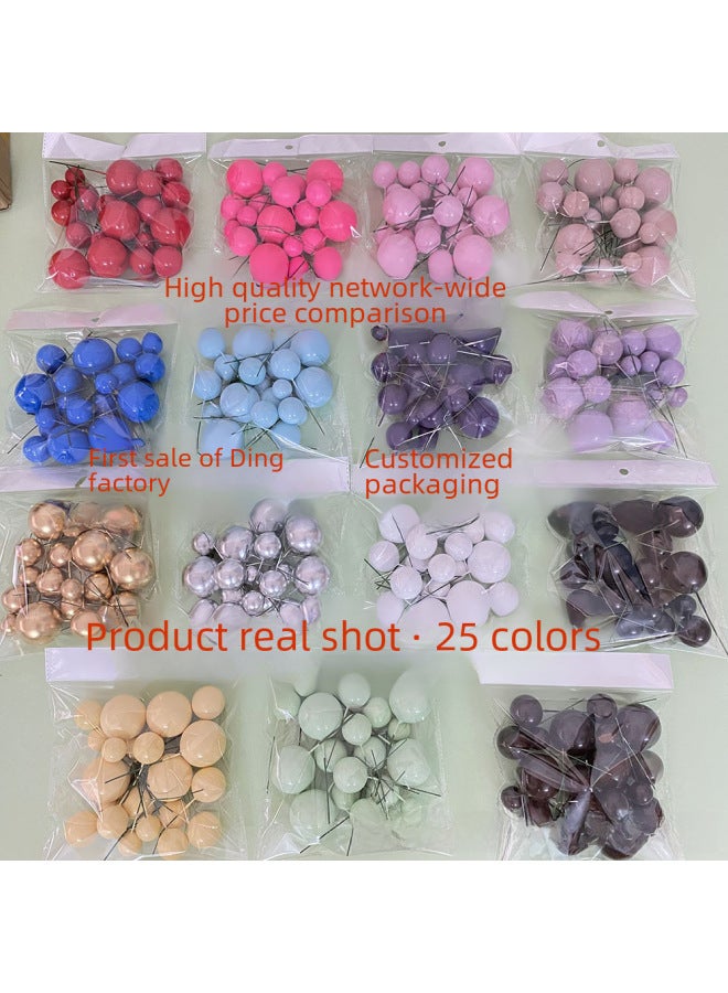 Gold And Silver Ball Cake Decorative Ball Macaron Color 20 Mixed Foam Ball Glitter Ball Cake Faux Ball - Image 2