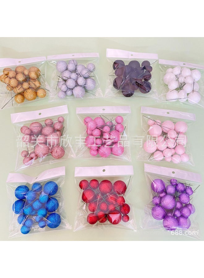 Gold And Silver Ball Cake Decorative Ball Macaron Color 20 Mixed Foam Ball Glitter Ball Cake Faux Ball - Image 3