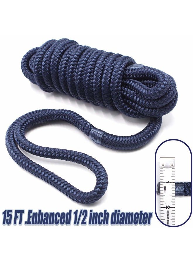 INNOCEDEAR 4 Pack 1/2” X 15' Dock Lines|Marine-Grade Double-Braided Nylon Dock Line with 12” Eyelet.Hi-Performance Boat Rope Mooring Rope - Image 3