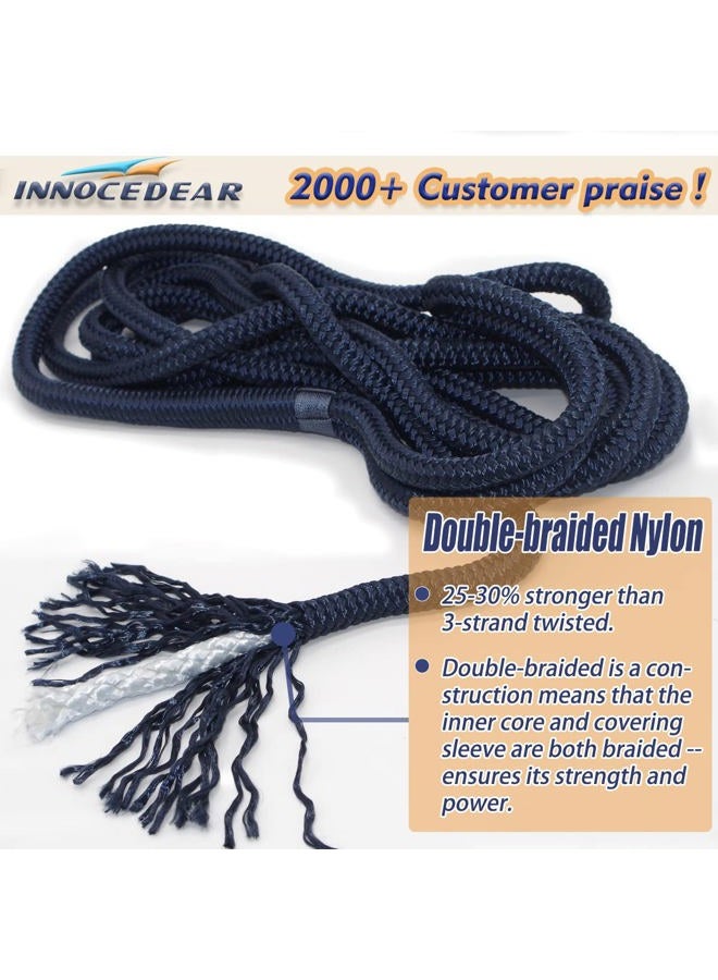 INNOCEDEAR 4 Pack 1/2” X 15' Dock Lines|Marine-Grade Double-Braided Nylon Dock Line with 12” Eyelet.Hi-Performance Boat Rope Mooring Rope - Image 2