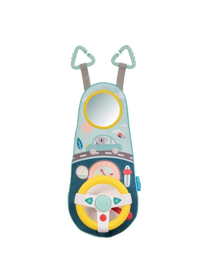 Taf Toys Baby Car Seat Toys for Infants with Mirror, Carseat Toys Steering Wheel with Music Lights & Driving Sounds Car Seat Toy for Babies 6 to 12 Months  - Image 1
