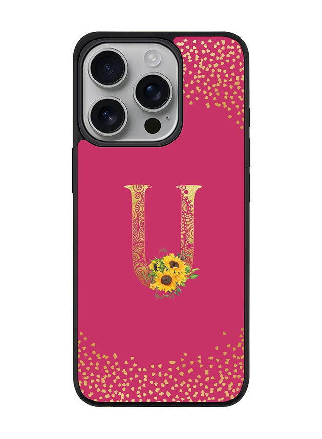 Stylizedd For iPhone 16 Pro Case [Compatible with MagSafe] Slim Magnetic cover Phone Case iPhone 16 Pro -Custom Floral Monogram - U ( Deep Pink ) - Image 1