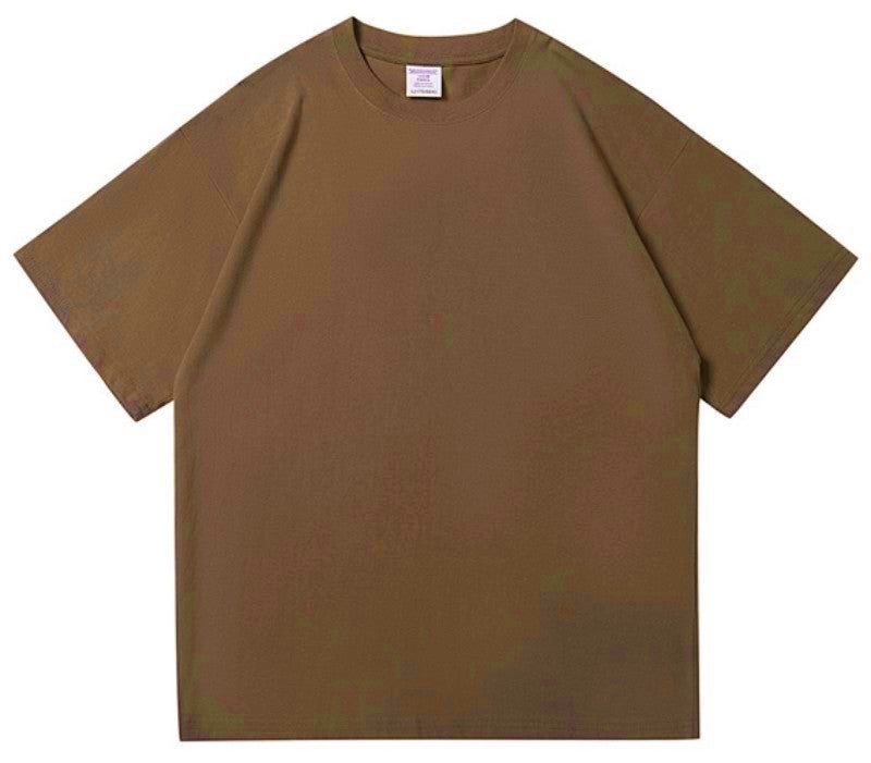 Pure Yellow Xinjiang Cotton 300G Heavyweight Pure Cotton Round Neck Short-Sleeved T-Shirt Casual Loose Large Size Male And Female Couple Half-Sleeve - Image 1