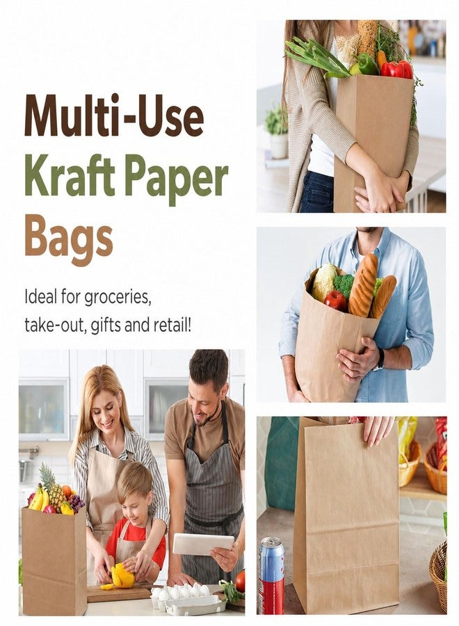 Aakriti Grocery Bags 7 x 4.5 x 11 Inches, Heavy Duty Brown Kraft Paper Sacks, Recyclable Durable for Pantry Items, Gifts, Retail, Food Delivery (Brown, Grocery Bag 50pcs) - Image 5