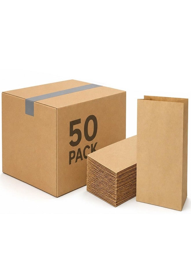 Aakriti Grocery Bags 7 x 4.5 x 11 Inches, Heavy Duty Brown Kraft Paper Sacks, Recyclable Durable for Pantry Items, Gifts, Retail, Food Delivery (Brown, Grocery Bag 50pcs) - Image 1