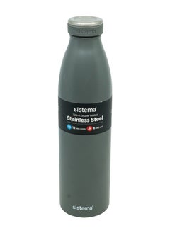 Sistema 750ML Chic Stainless-Steel Bottle, designed with double walled insulation and 100% Leak Proof to keep drinks Hot & Cool, BPA Free. Grey.